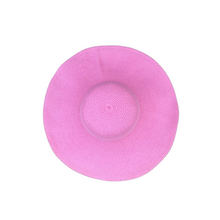 Load image into Gallery viewer, Large Women Straw Hat - Wide Brimmed - Fuschia, Pink &amp; White Color
