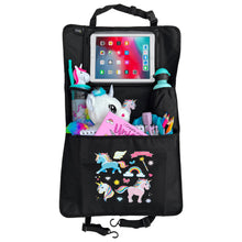 Load image into Gallery viewer, Children&#39;s car seat backrest protection organizer - Unicorns
