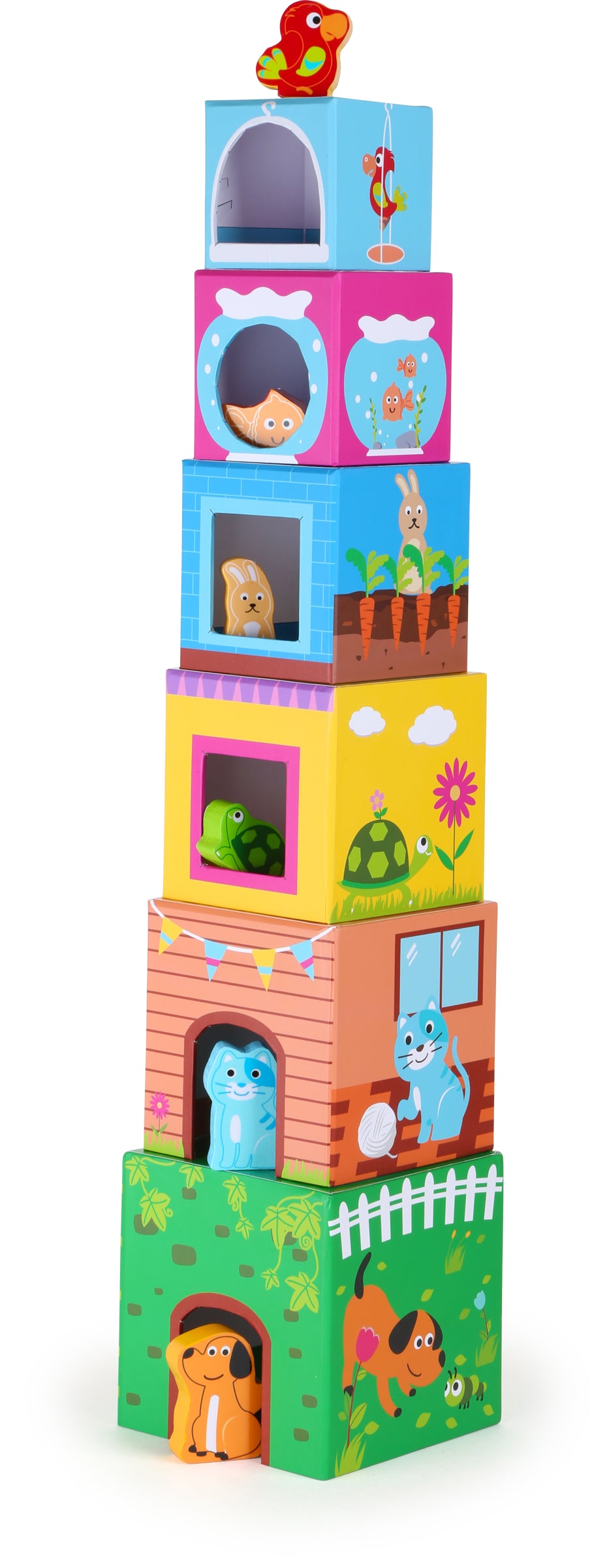 Stacking cubes with figures pets