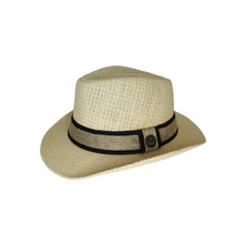 Load image into Gallery viewer, Straw Hat - Nude color with with Black &amp; Nude Hatband
