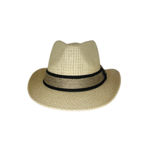 Load image into Gallery viewer, Straw Hat - Nude color with with Black &amp; Nude Hatband
