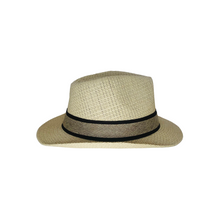 Load image into Gallery viewer, Straw Hat - Nude color with with Black &amp; Nude Hatband
