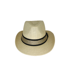 Load image into Gallery viewer, Straw Hat - Nude color with with Black &amp; Nude Hatband
