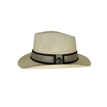 Load image into Gallery viewer, Straw Hat - Nude color with with Black &amp; Nude Hatband
