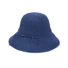 Load image into Gallery viewer, Folding Crocheted Straw Hat - Black, Red, Blue and Nude Colours
