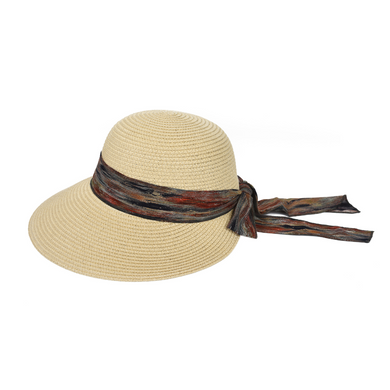 Elegant Women Straw hat with ribbon - Nude