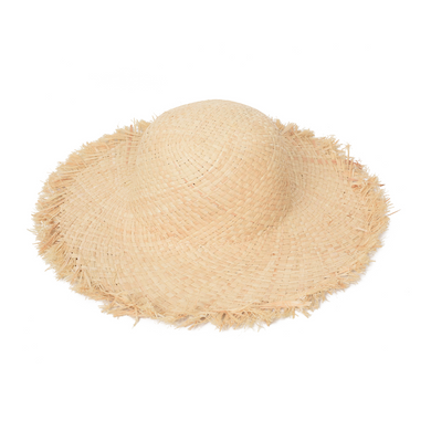 Handmade Straw Hat - Frayed Wide-Brimmed