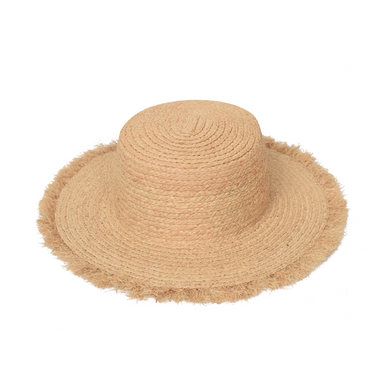 Handmade Straw Hat Natural - Frayed Wide-Brimmed