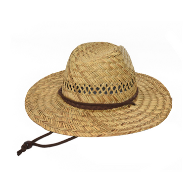 Men Straw Western Hat - Wide Brimmed - Natural Color with Braided Cord Hatband