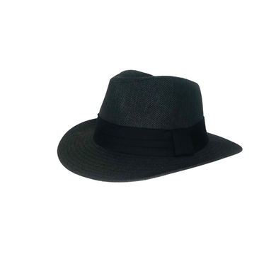 Panama Straw Men Hat - Black Color with Black Hatband