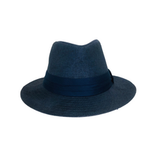 Load image into Gallery viewer, Panama Straw Hat - Blue Color with blue hatband
