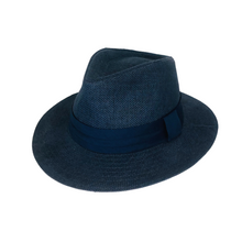 Load image into Gallery viewer, Panama Straw Hat - Blue Color with blue hatband
