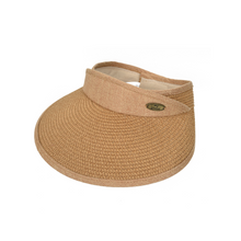 Load image into Gallery viewer, Straw Visor Hat - Natural &amp; Blue
