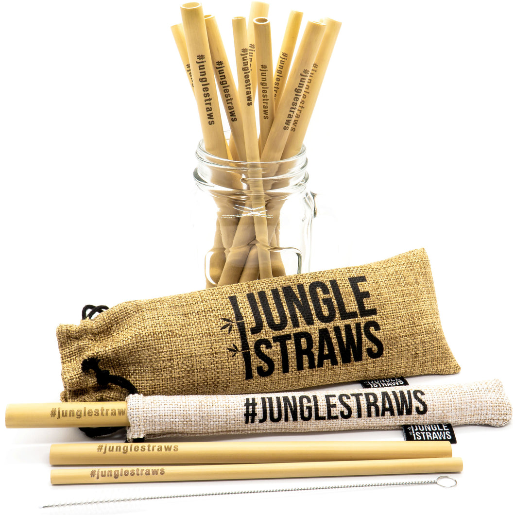 Bamboo Drinking Straws - Reusable Straw Set - 12 Straws