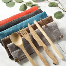 Load image into Gallery viewer, Bamboo Cutlery Set in Natural Cotton Pouch | Berry (Red)
