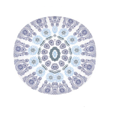 Round Beach Towel - Colorful - Blue & Baby Blue- Fringed trim