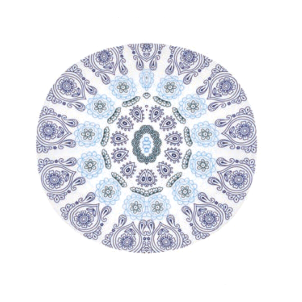 Round Beach Towel - Colorful - Blue & Baby Blue- Fringed trim