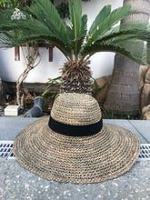 Load image into Gallery viewer, Handmade Straw Hat Wide Brimmed with Black Ribbon
