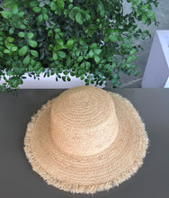 Load image into Gallery viewer, Handmade Straw Hat Natural - Frayed Wide-Brimmed
