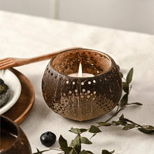 Load image into Gallery viewer, Tea Light Holder Set | Unique Coconut Shell Geometric Tea Lights
