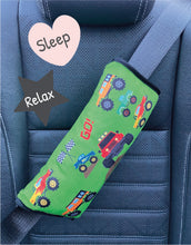 Load image into Gallery viewer, Car sleeping pillow motif for boys / Monster Trucks
