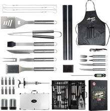 Load image into Gallery viewer, 32-Piece Luxury BBQ Grill Accessories Set in Stainless Steel
