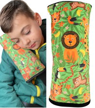 Load image into Gallery viewer, Car sleeping pillow motif for boys - JUNGLE
