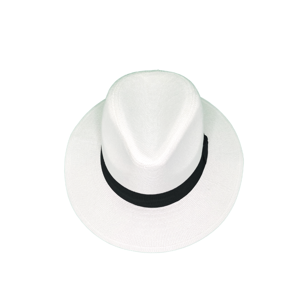 Panama Straw Hat - White Color with Black Hatband