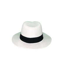 Load image into Gallery viewer, Panama Straw Hat - White Color with Black Hatband
